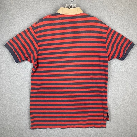 Vintage 90's Polo Ralph Lauren Polo Shirt Striped Rugby Red Blue Men's Large - Picture 2 of 8